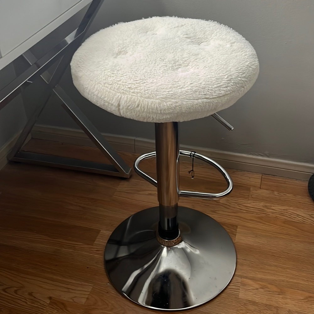 White fury vanity stool